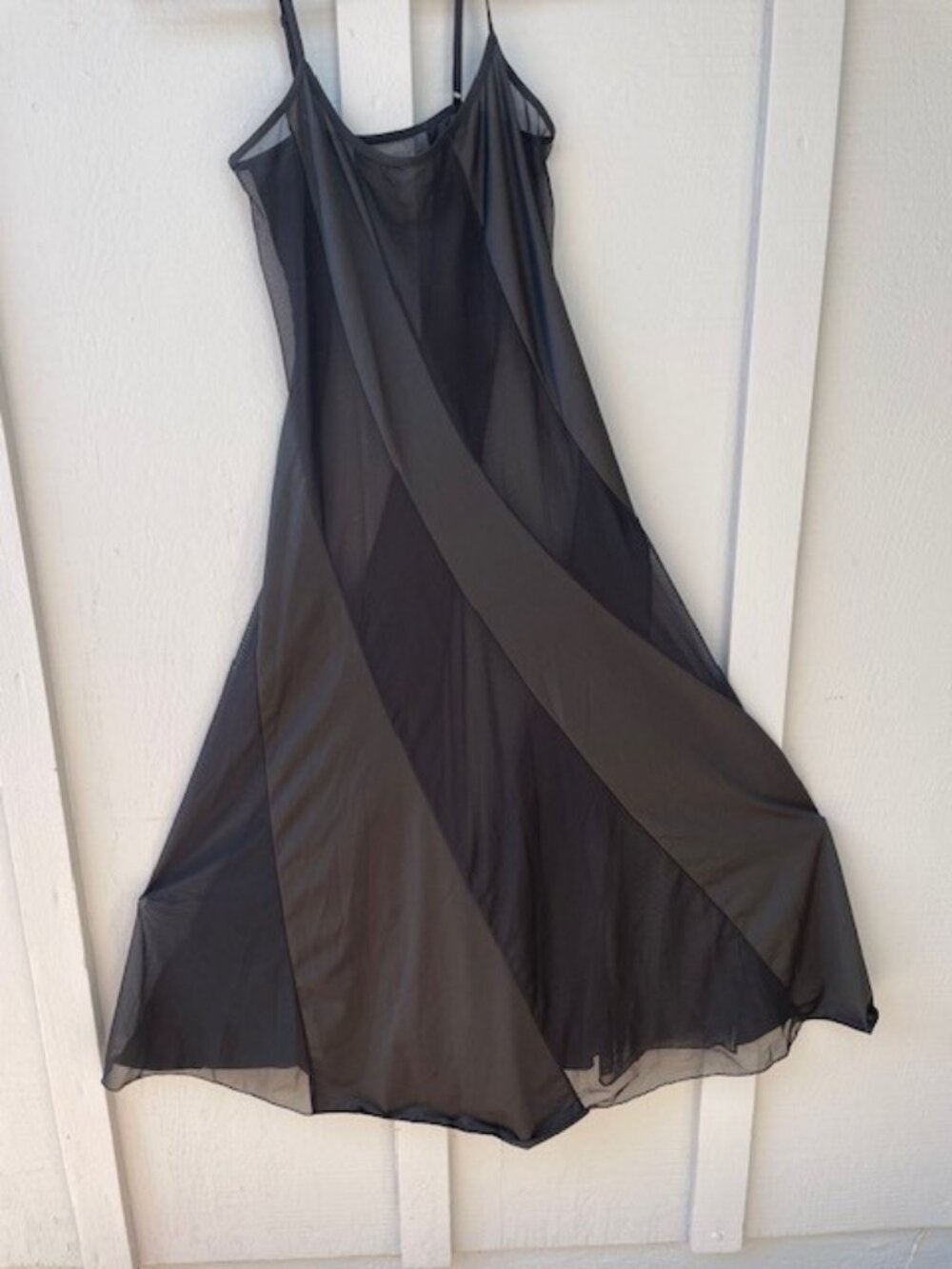 Sheer Black Maxi Slip Dress with Paneled Design